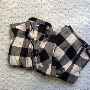 Old Navy women’s black and white Buffalo plaid checkered flannel pajamas size 3X